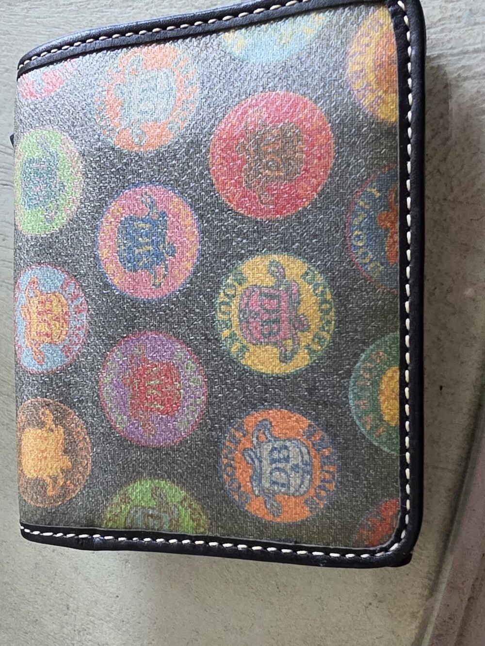 Dooney And Bourke Black Multicolor Patterned Wallet - Designer Style Trifold